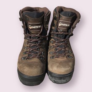 Brown Leather Boots 8 BANDY Earth Shoes Hiking Outdoor Trail Waterproof Mens